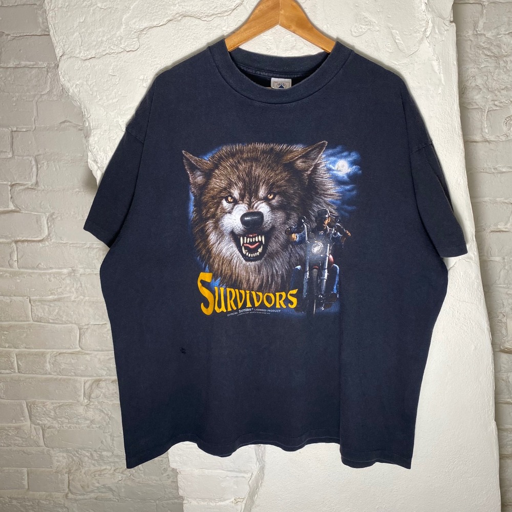 Vintage 1993 Easyriders 3D Emblem Survivors T-Shirt XXL Honolulu Hawaii Black